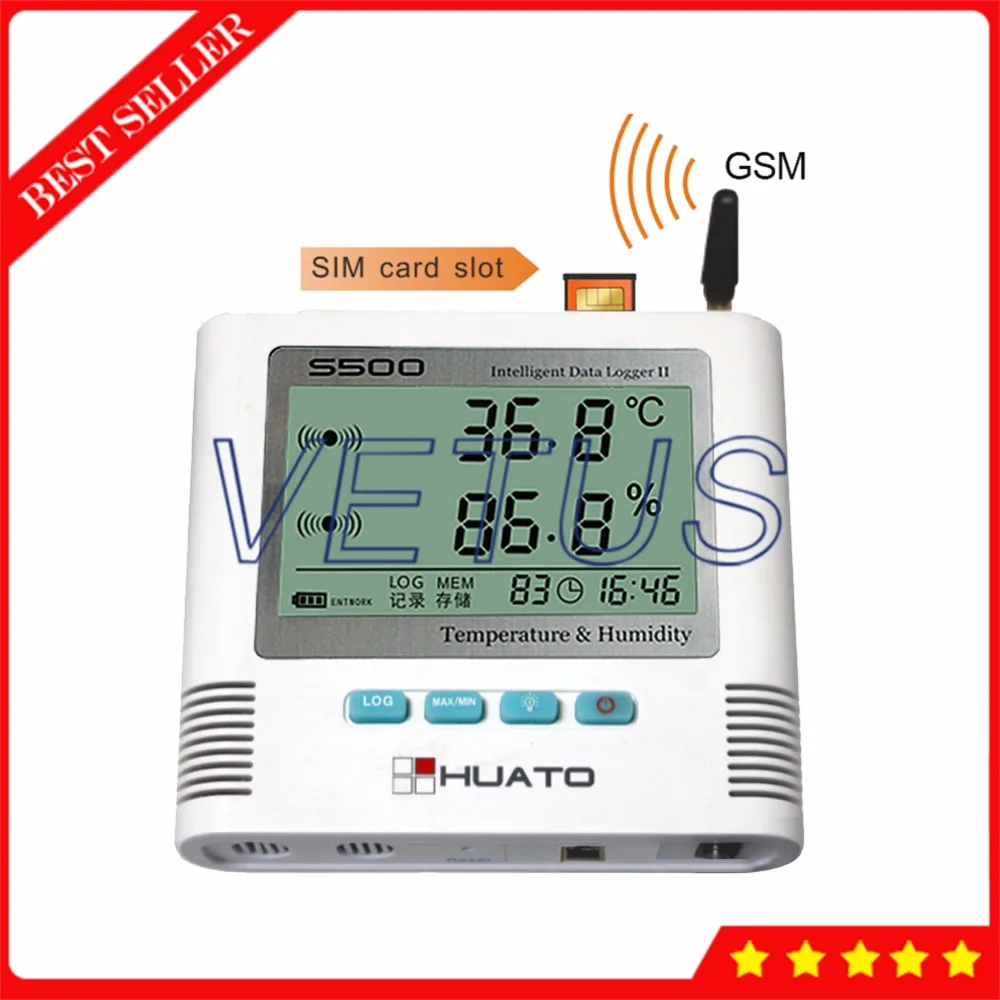 

S500-TH-GSM USB интерфейс GSM регистратор данных влажности и температуры с монитором 2 канала 6,5000 записывать сообщение функция сигнализации