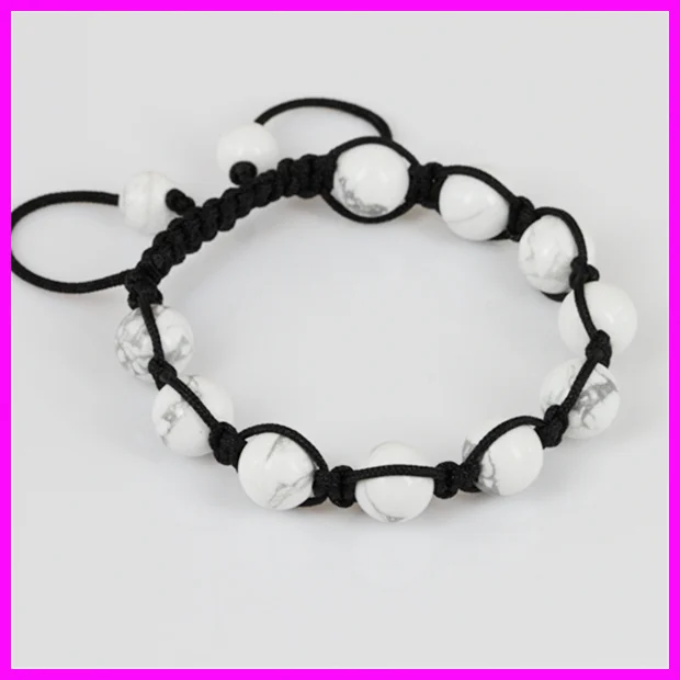 Fashion White Howlite Gems Stones Beads Macrame Bracelet Handmade Braiding Adjustable Bangle Unisex | Украшения и аксессуары