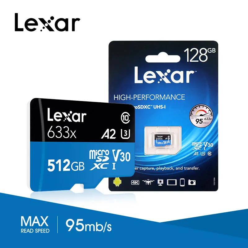 Lexar высокая скорость/качество micro sd карты 633x UHS-I карты памяти 512 ГБ горячая Распродажа micro sd карты для смартфонов/камер