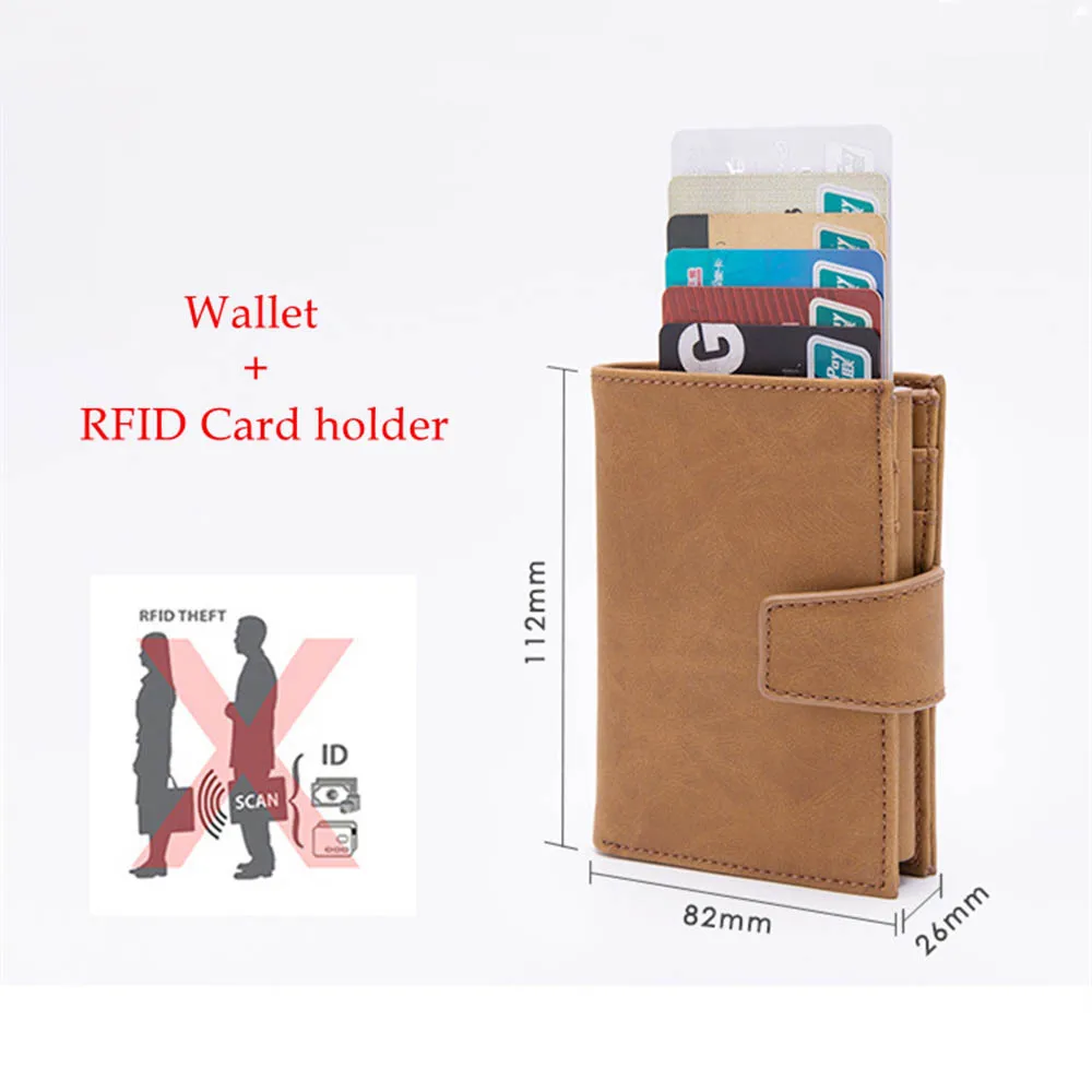 Weduoduo Противоугонный мужской держатель для карт с блокировкой Rfid кошелек из искусственной кожи Алюминиевый металлический кредитный держатель для карт умный унисекс кошелек