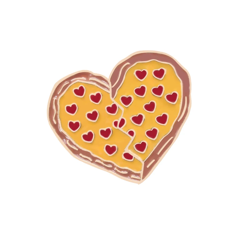 pizza 2 шт./компл. сердце по сниженным ценам! Эмаль на булавке для винных бутылок Глобус броши значок пицца чашка джинсовая рубашка лацкан булавки для девочек, ювелирное изделие, подарок - Окраска металла: pizza