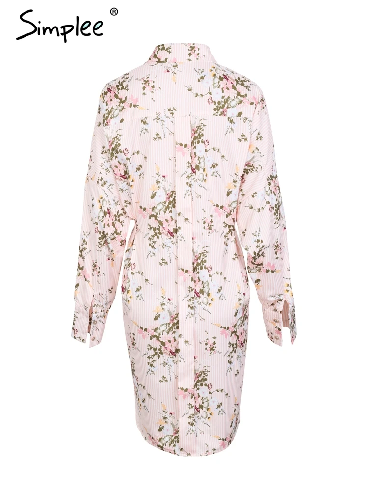 Женское весеннее мини платье-рубашка Simplee с цветочным принтом повседневное
