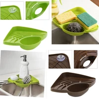 home bathroom kitchen sink corner storage soap plastic suction cup rack sponge holder yh 460622