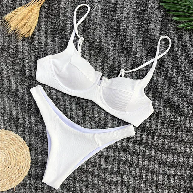 B084White Сексуальный пуш-ап бикини на косточках, два предмета, купальник для женщин, купальник, белый комплект бикини, купальные костюмы, одежда для плавания, женский бикини - Цвет: B084White