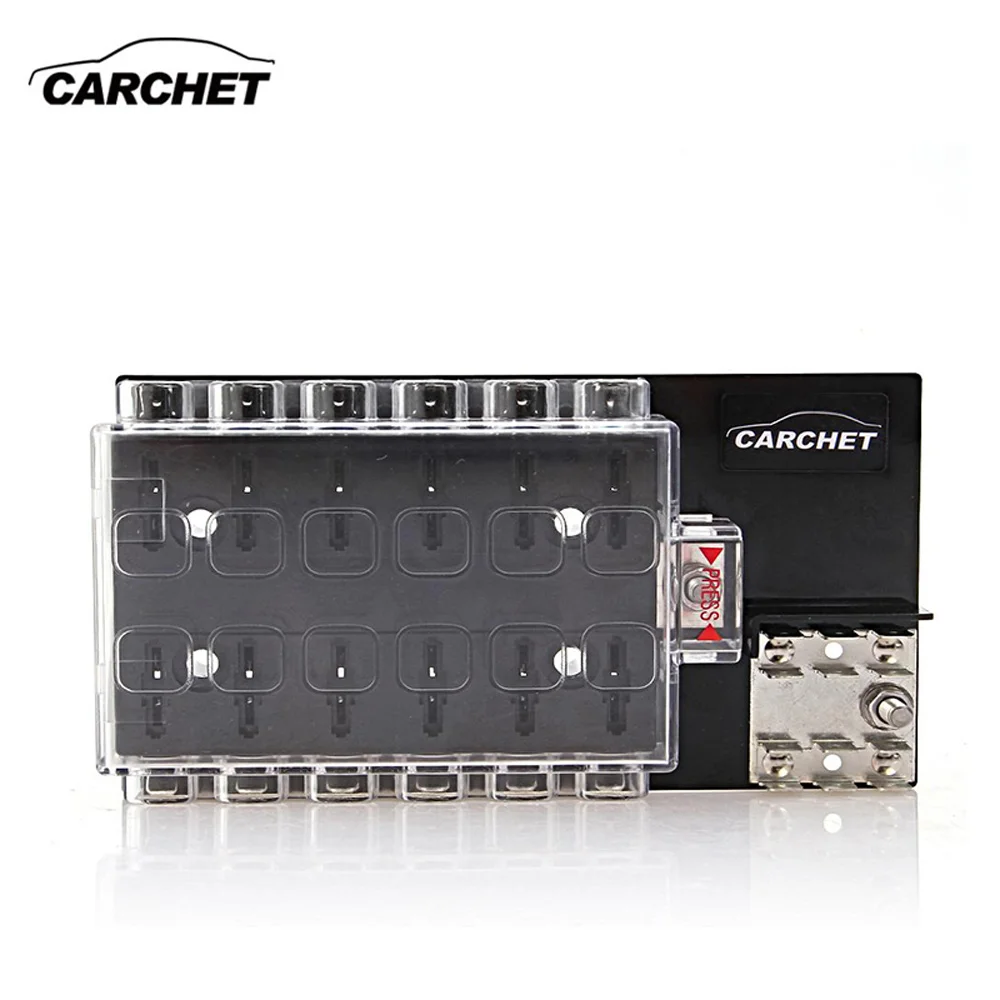 CARCHET предохранитель коробка 12-Way БЛОК держатель цепи предохранитель коробка с крышкой для авто предохранитель коробка 32 В DC 6,3 мм быстрое подключение терминал