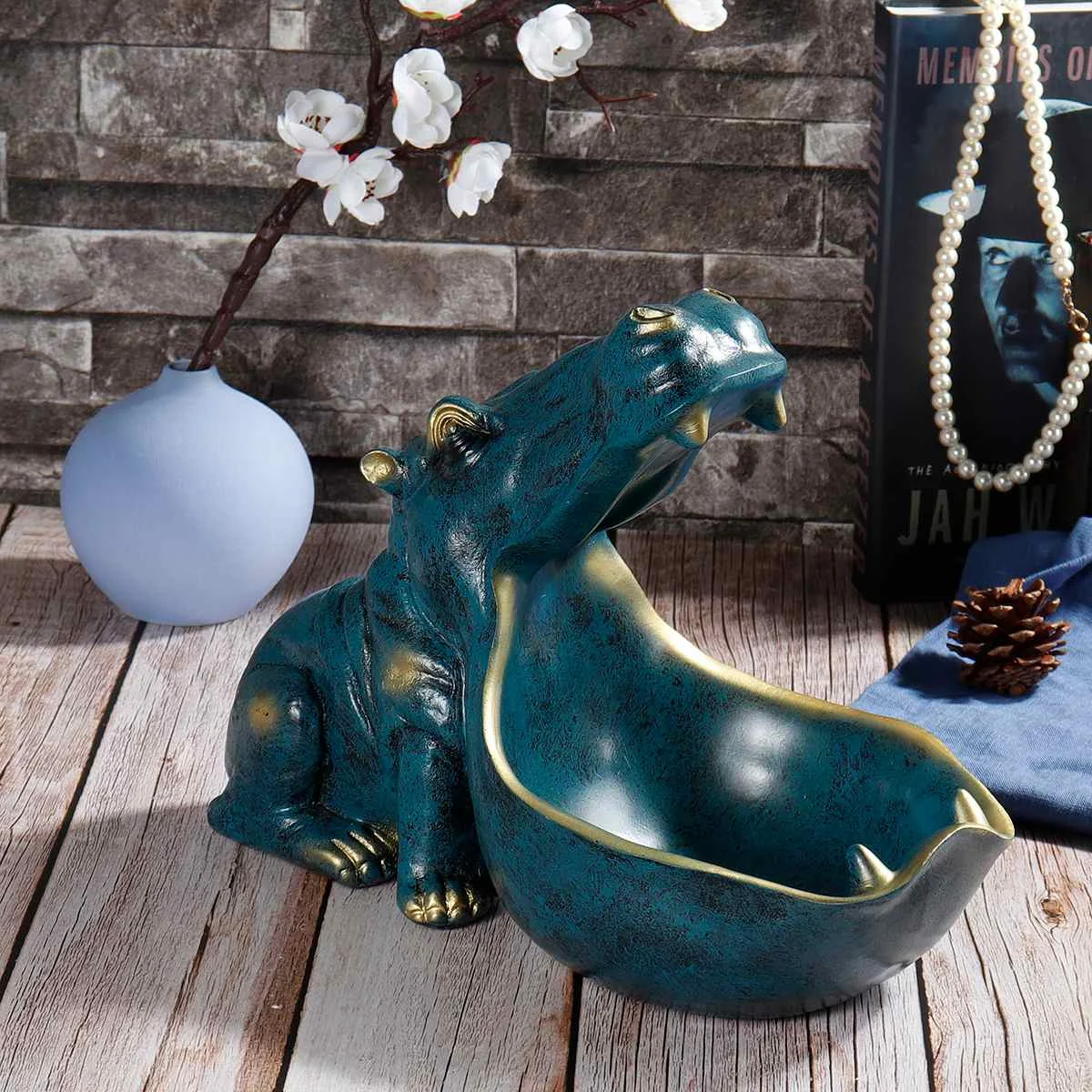 Большая резиновая фигурка Hippopotamus для украшения дома офиса отеля настольная животное современное ремесло гиппопотамус декоративная статуэтка