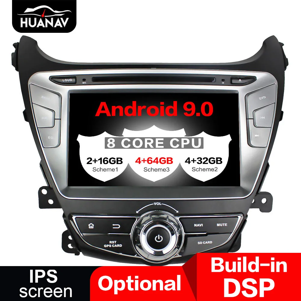 DSP Android 9 0 4 + 64 ГБ Автомобильный Радио плеер GPS навигация для Hyundai Elantra 2014 2015 2013 Авто