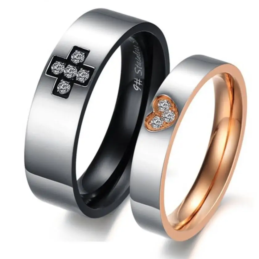 Модные ювелирные изделия 316L кольца из нержавеющей стали черный круг Крест сердца