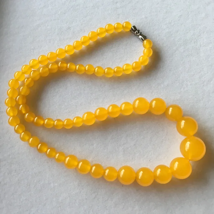 Free Shipping 002754 6-14mm Natural Yellow stone Round Beads Necklace 17&quot | Украшения и аксессуары