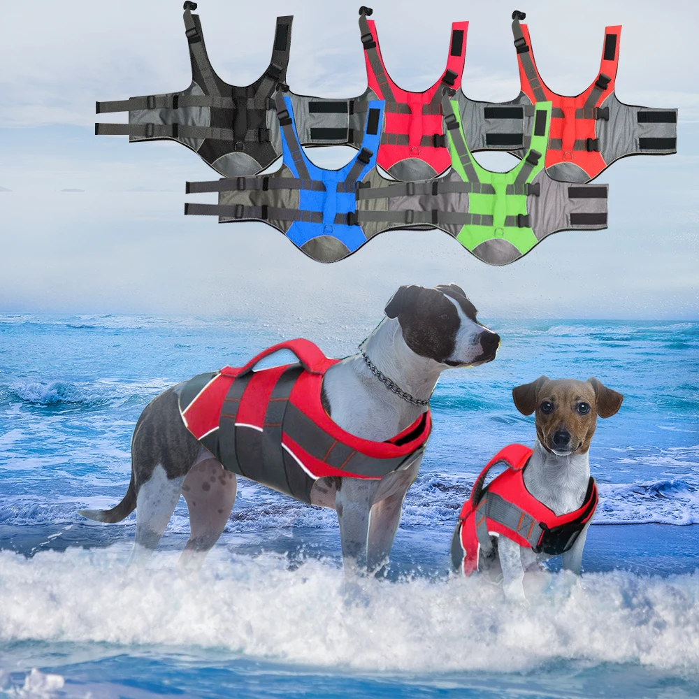 Pet Dog Life Jacket Safety Clothes Vest Collar Harness Saver Swimming Preserver Summer Swimwear |