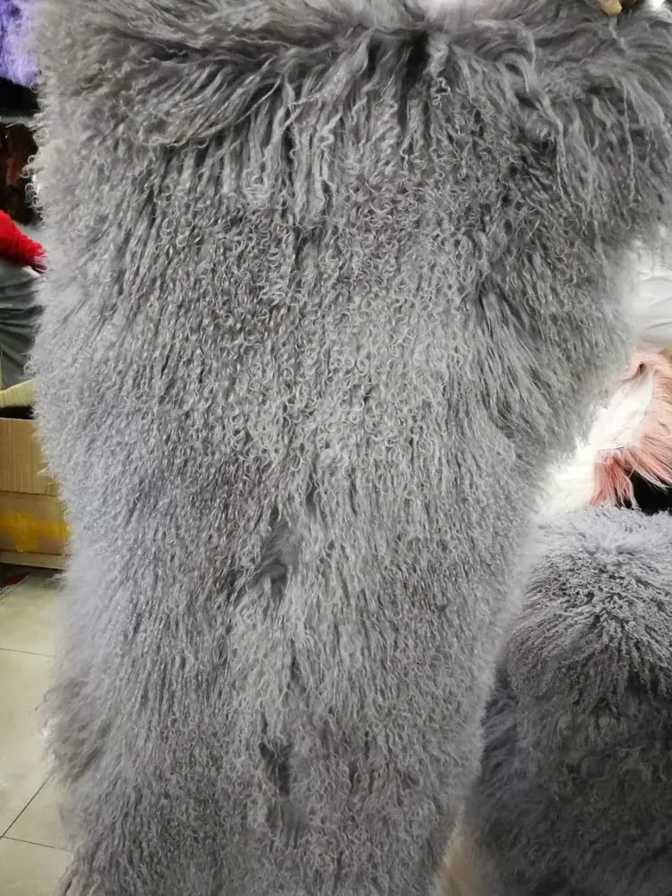 Высокое качество серый натуральный длинный мех ягненка 50 см * 105 см|fur material|material fur |