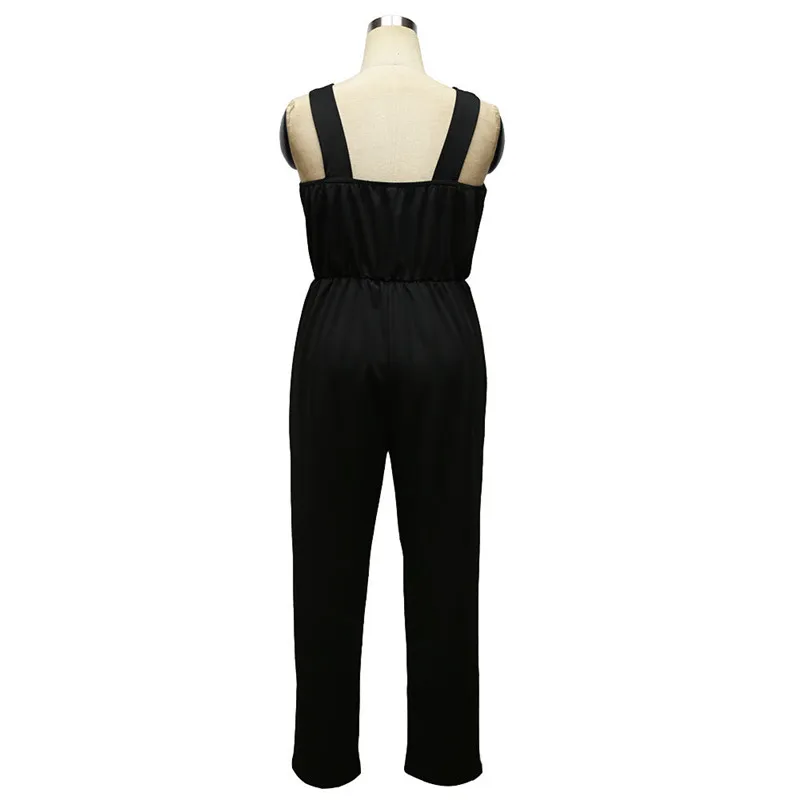 Женский комбинезон без рукавов combinaison pantalon femme черный синий длинный