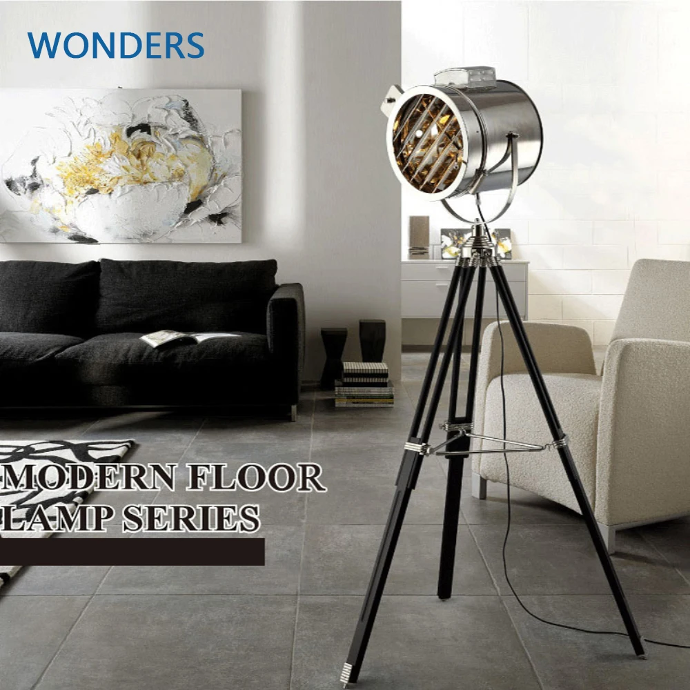 

New Retro Industrial studio searchlight silver & golden Floor Lights Home decor Tripod Additional Net Floor Lamp A good торшер