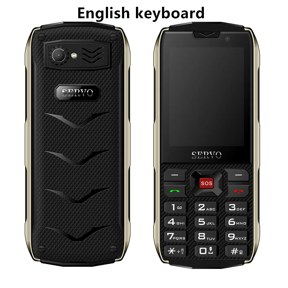 Black English Button Мобильный телефон SERVO H8, 2,8 дюймов, 4 sim-карты, 4 режима ожидания, Bluetooth, фонарик, GPRS, 3000 мАч, внешний аккумулятор, телефон с клавиатурой на русском языке - Цвет: Black English Button