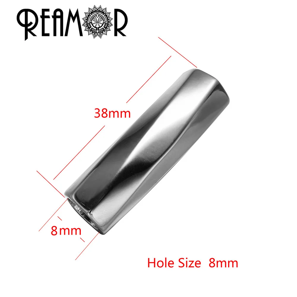 REAMOR 8mm Polishing/Frosted 316l Stainless Steel Bent Silver Color Cylinder European Charms Beads For Leather Bracelet Jewelry | Украшения