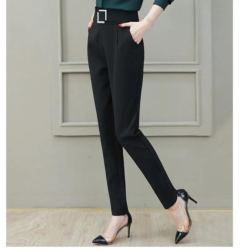 Женские шаровары повседневные обтягивающие офисные брюки с высокой талией на