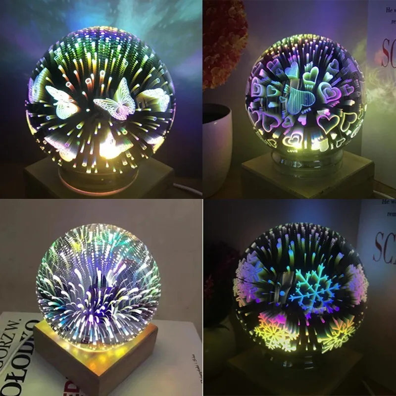 3D стеклянный шар, новинка, звездное небо, Звездный светильник, Настольная Лунная лампа, сказочный фейерверк, Ночной светильник, Рождественское украшение, питание от USB