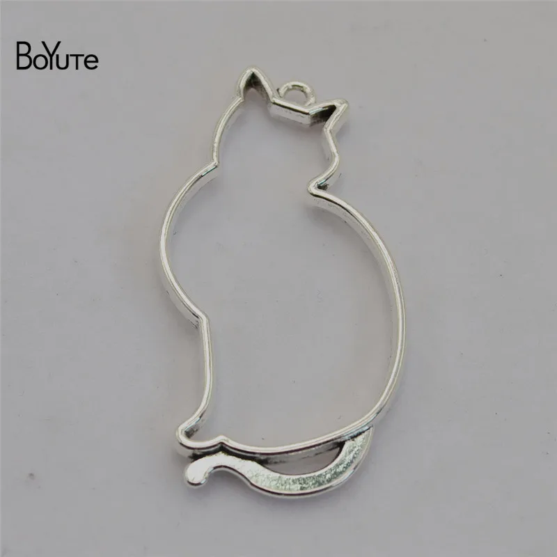 52x28MM-Silver BoYuTe(5 шт./лот) металлический сплав Микки Кэт ключ кролик оболочки пустой кулон ободок лоток DIY ручной работы формы для эпоксидной смолы - Окраска металла: 52x28MM-Silver
