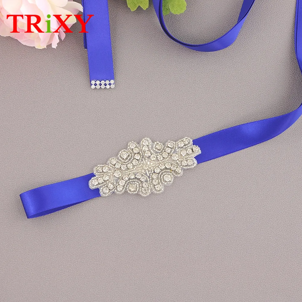 TRiXY S03 стразы свадебный пояс Лента Свадебная со стразами Серебристые Стразы атласный свадебный пояс аксессуары для свадебного платья