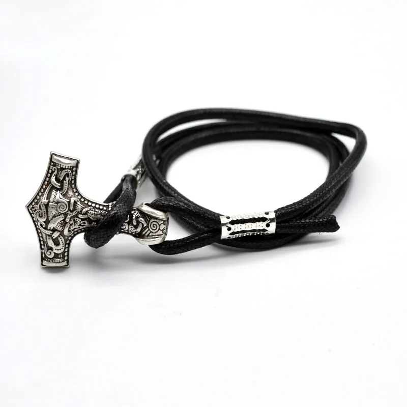 1 шт. мужской браслет викинга Тор молоток кожаный Mjolnir амулет обёрточная Бумага