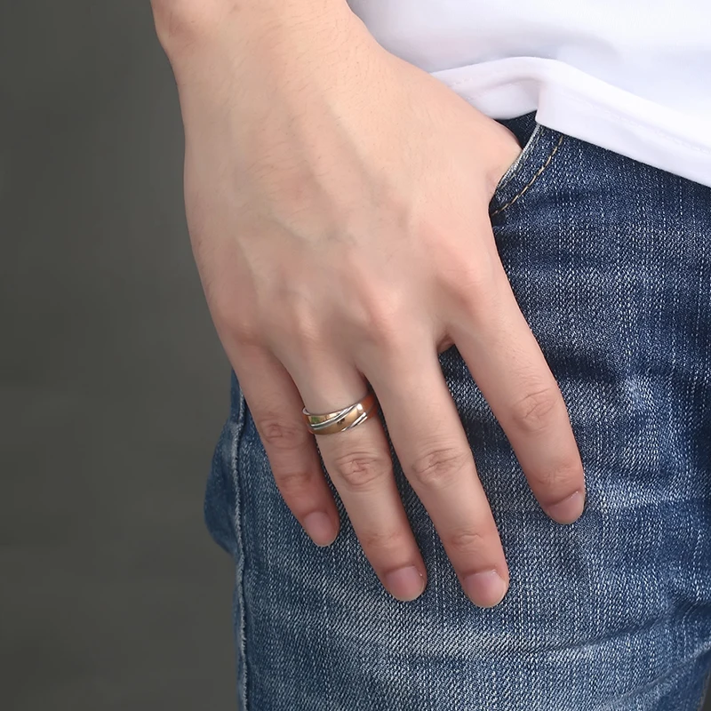 Simple Wedding Ring for Women Men Black Rose Gold Color Stainless Steel Personality Jewelry Gift | Украшения и аксессуары