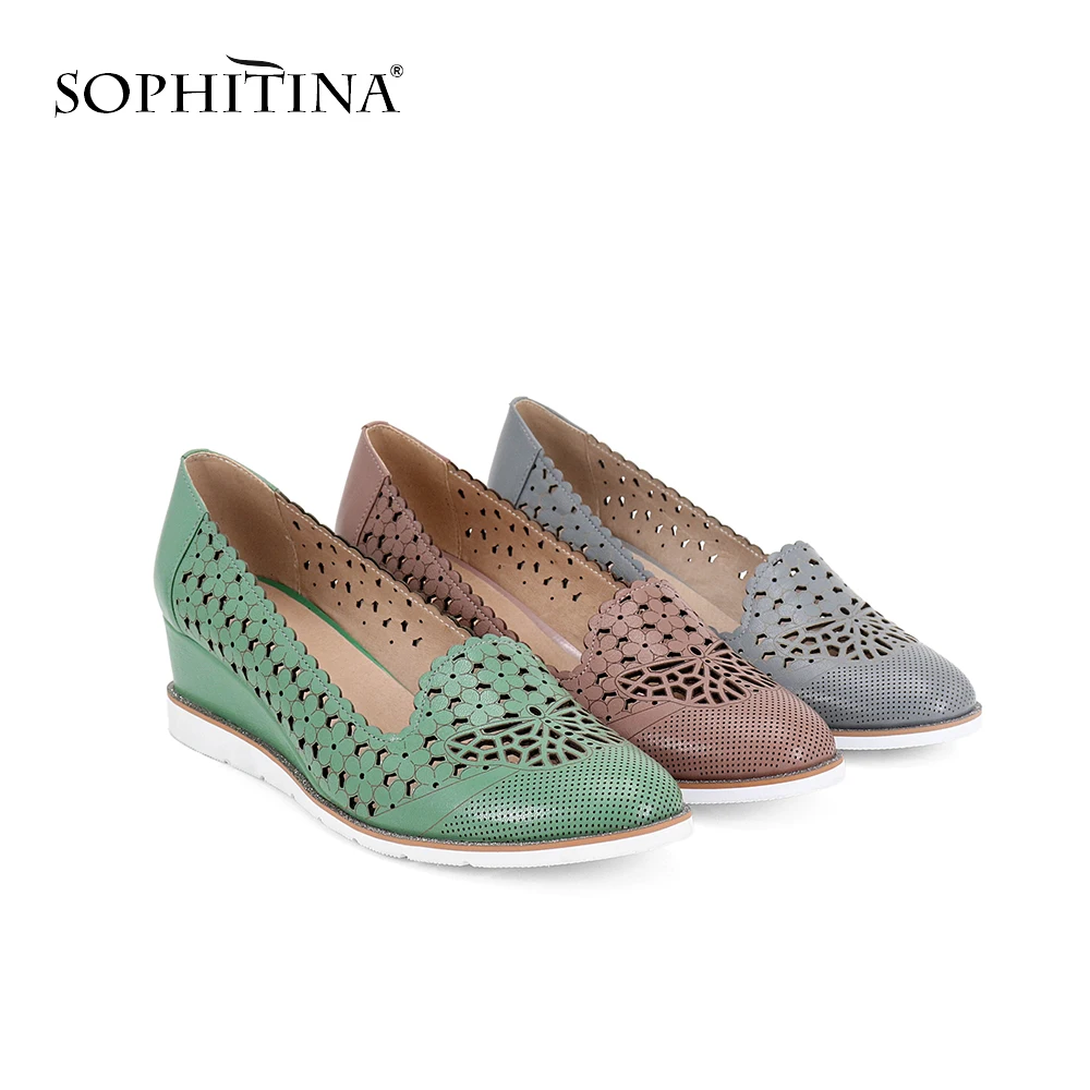 SOPHITINA/Новинки 2019г. Летние туфли для женщин с перфорациями Новые женские лодочки
