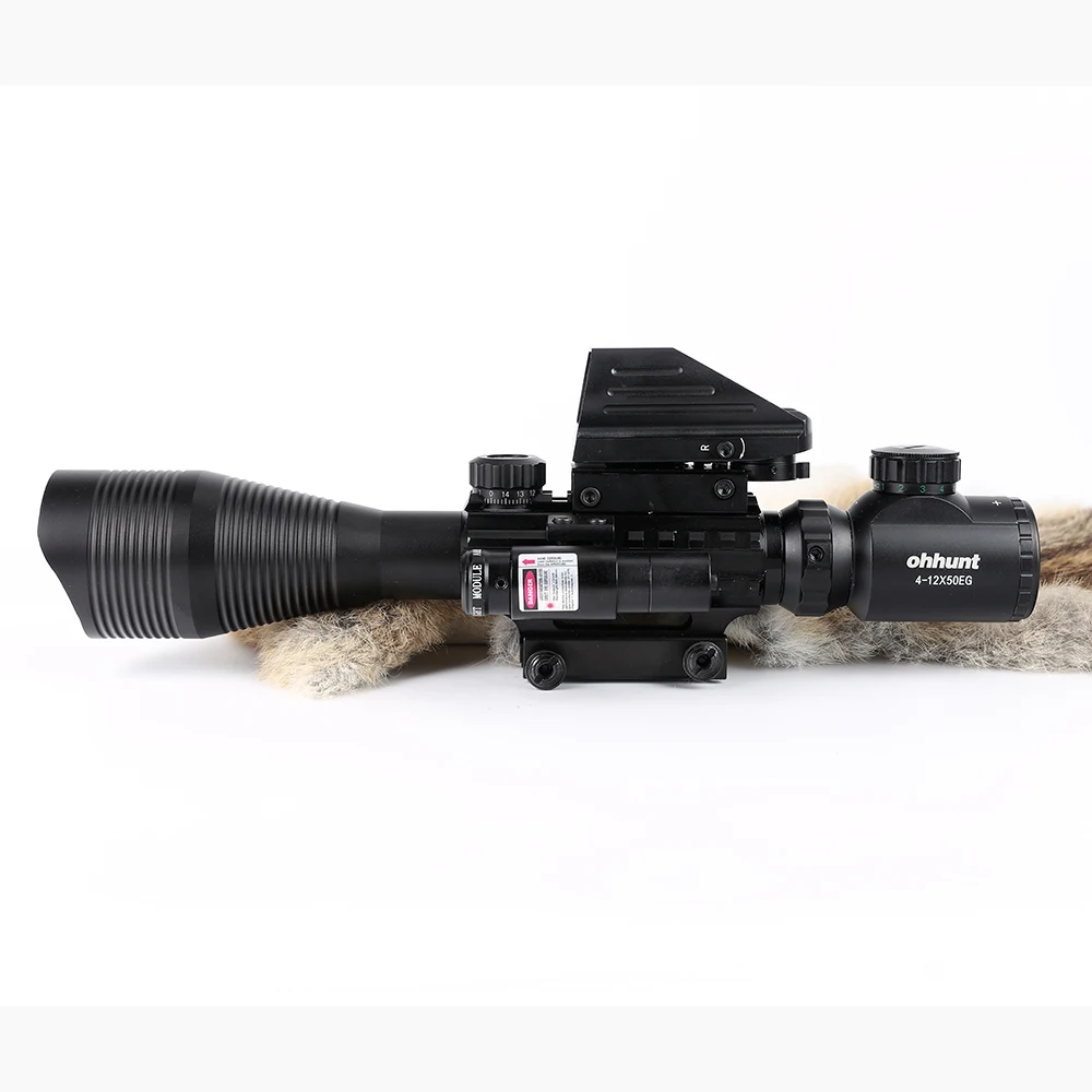 Ohhunt 4-12X50 красный зеленый с подсветкой дальномер Сетка прицел голографический 4 Сетка прицел красный лазер Охота комбо прицелы