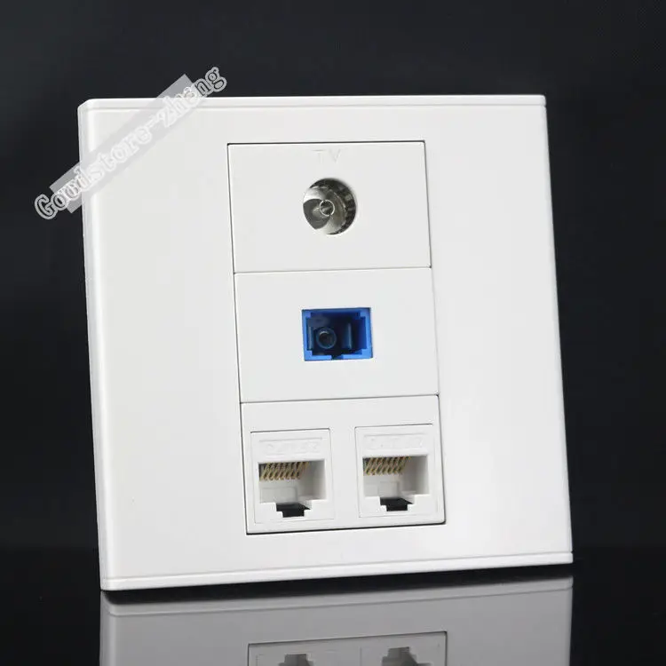 Настенная пластина 4 порта двойной CAT5E RJ45 сеть LAN + SC оптическое волокно ТВ разъем
