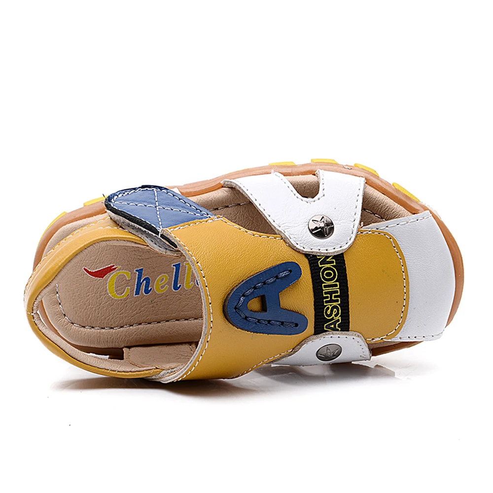 Летняя детская обувь из натуральной кожи для мальчиков мягкие открытые сандалии