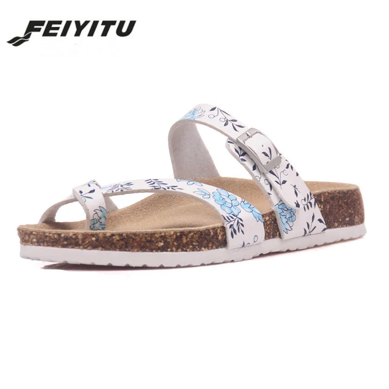 FeiYiTu/Новые модные летние пробковые сандалии Повседневные женские разноцветные