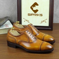 sipriks hand painted yellow brogue oxfords vintage classic mens goodyear welted shoes boss business office gent social prom suit