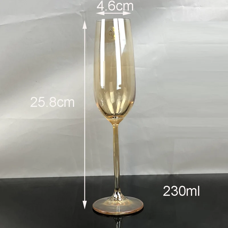 hampagne glass 230ml Европейское Хрустальное стекло, бокал для вина, Золотое Гальванопокрытие, бокалы для шампанского, бокалы для виски, бокалы для бренди, графин, домашняя посуда для напитков - Цвет: hampagne glass 230ml