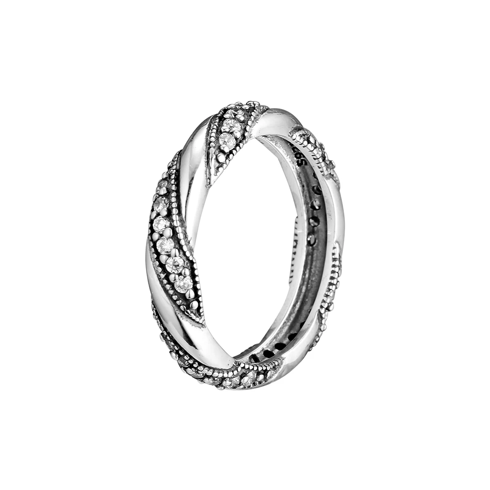 Кольцо из 100% стерлингового серебра 925 пробы с прозрачными фианитами обручальные