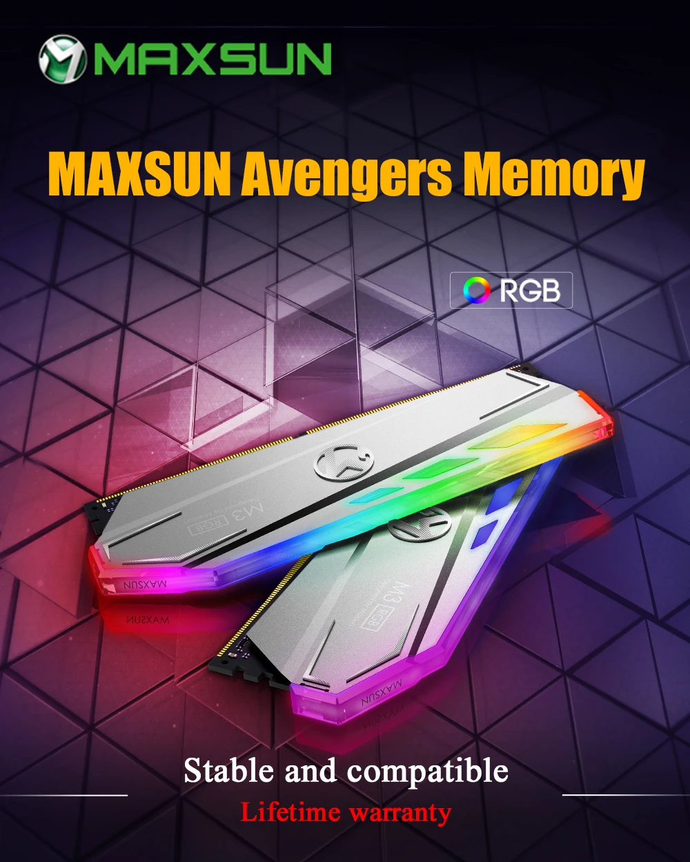 MAXSUN RGB ram DDR4 8 ГБ/16 ГБ настольная память 2400 МГц напряжение памяти 1,2 в пожизненная гарантия 288pin Flash светильник Одиночная ram s