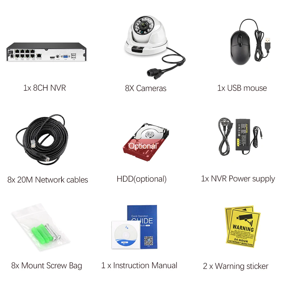 Techege Full HD 1080P 8CH POE NVR комплект H.265 камера система 8 шт. ip s видеонаблюдения Onvif