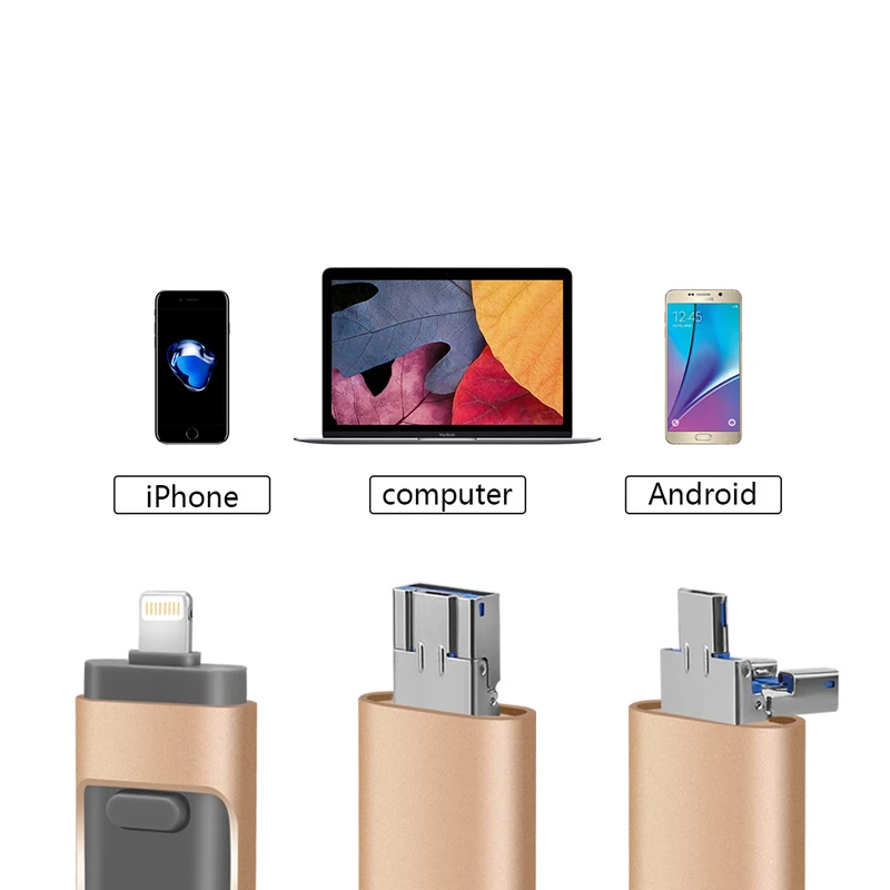 3 в 1 OTG USB флэш накопитель 32 Гб 64 Флешка для хранения memory stick iphone X R 8 7 6 S Android