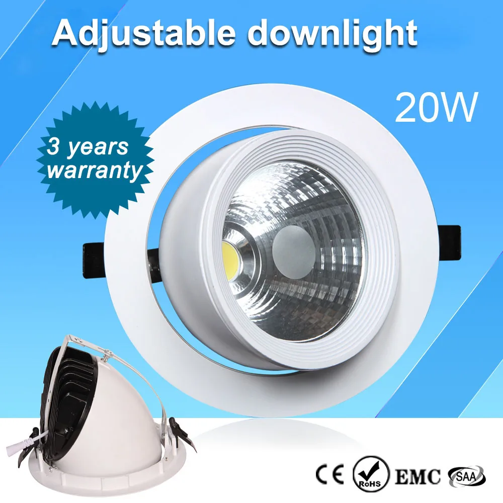 

DHL ship Dimmable 20W 30W Led COB downlight Led Recessed lamp Led Bulb 85-265V led light with led driver
