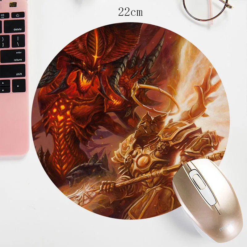 22X22 см Diablo круглый коврик для мыши акварельный B3w принты на заказ коврик для мыши небольшого размера коврик для мыши миска коврик нескользящий для игр/офиса