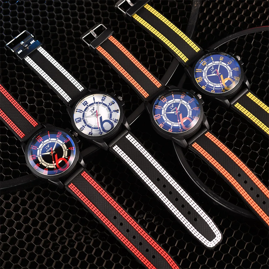 Мужские спортивные модные часы с мягким силиконовым резиновым ремешком
