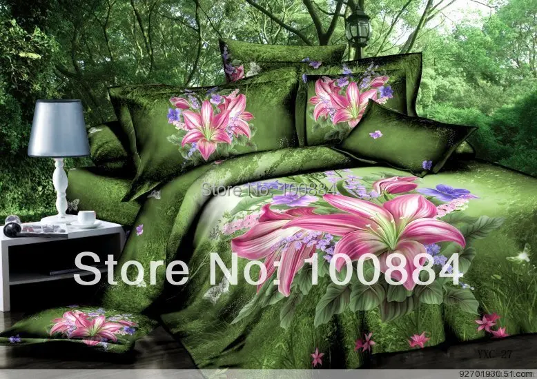 

Fresh lily floral adult bedding set sexy,100% cotton 4pc bedding sets without filler,spring feeling fresh lily floral bedspreads
