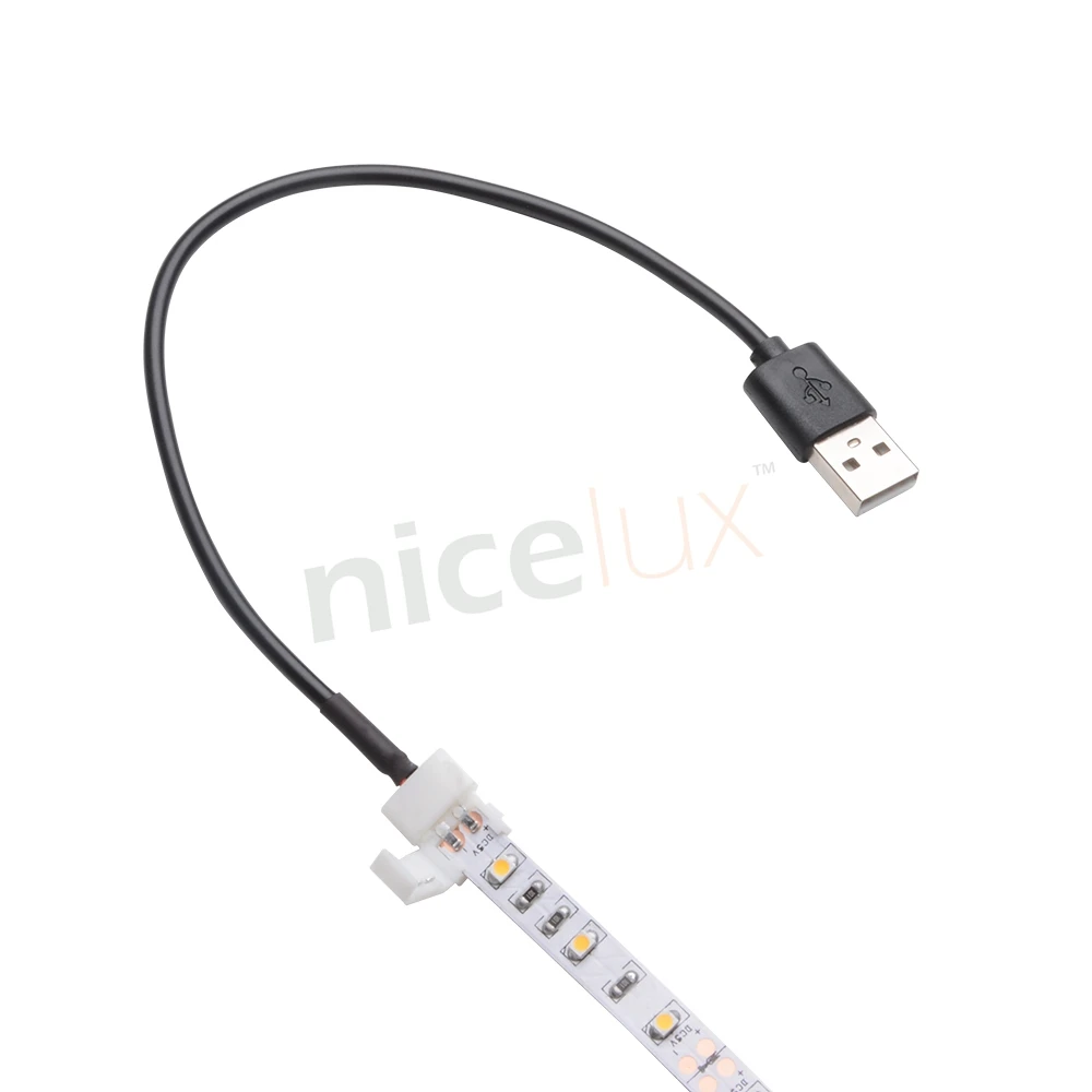 30 см 2 Контактный USB LED разъем ленты для 8 мм 10 5 в SMD 5050 3528 IP20 не водонепроницаемая