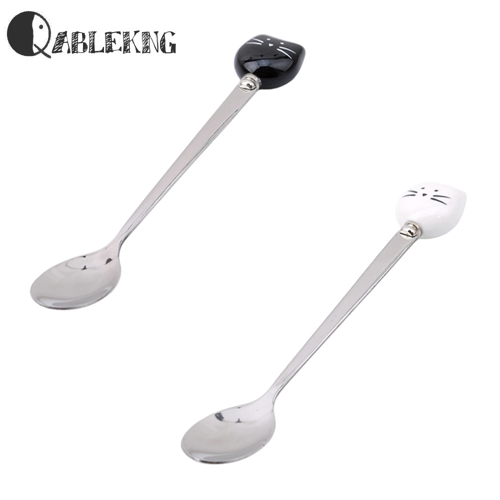 QABLEKNG милый кот Кофе ложка творческий Нержавеющая сталь чайная модная мультяшная