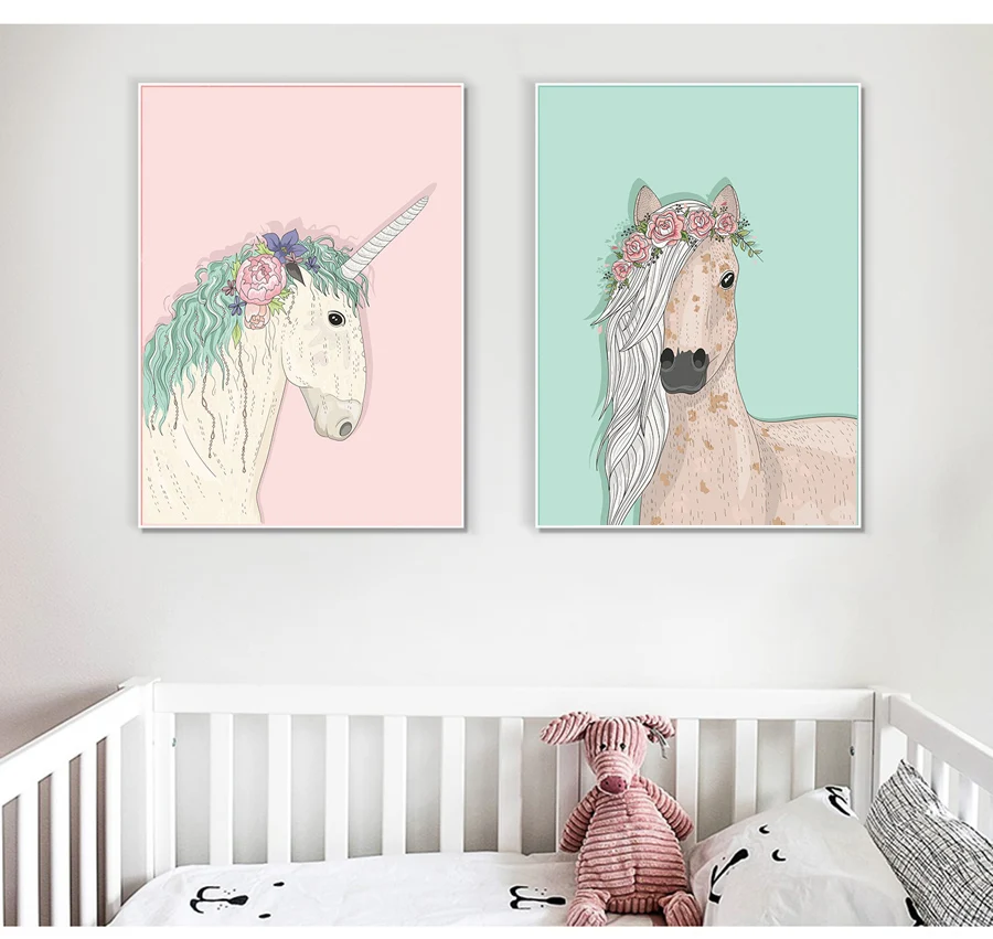 Скандинавском стиле мультфильм животных Холст стены книги по искусству картины