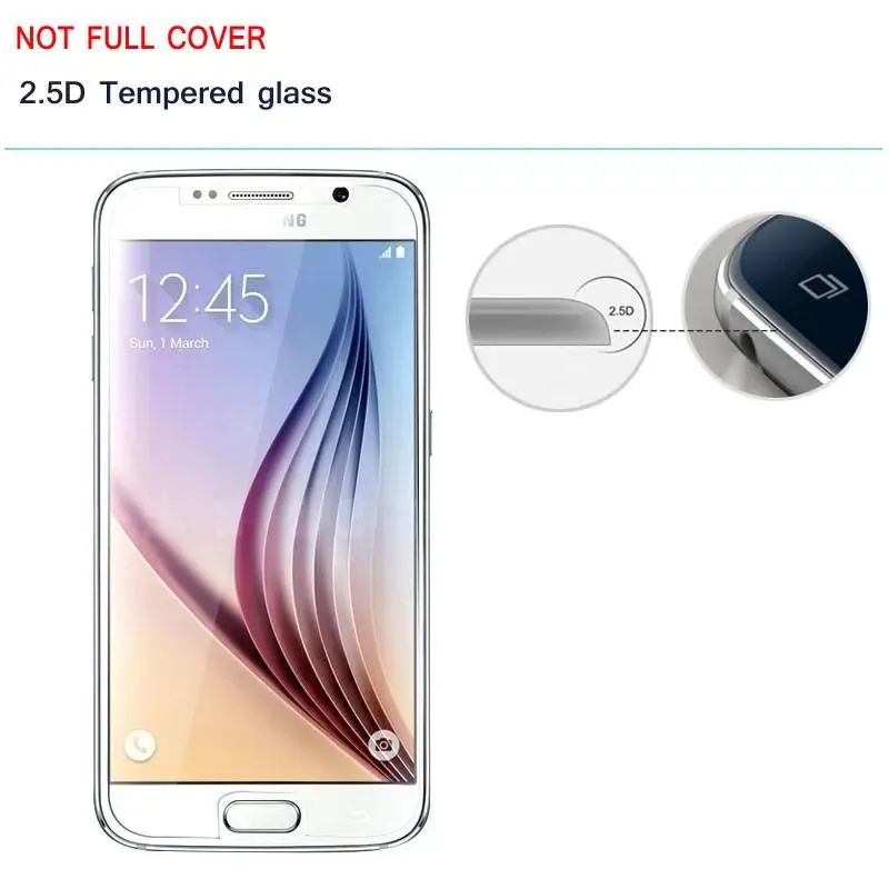 9H Anti-Scratch Premium 0.3mm 2.5D Tempered Glass Screen Protector For Samsung Galaxy S6-(2 Packs) | Мобильные телефоны и