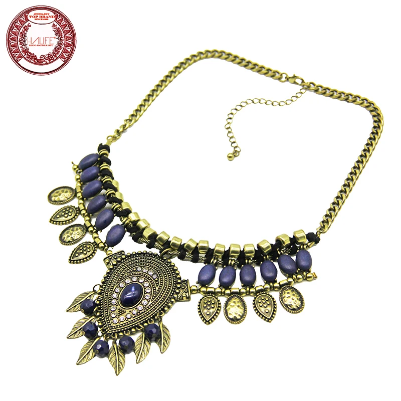 Halife марка богема стиль старинные лист шаблон себе ожерелье Форма вод падения