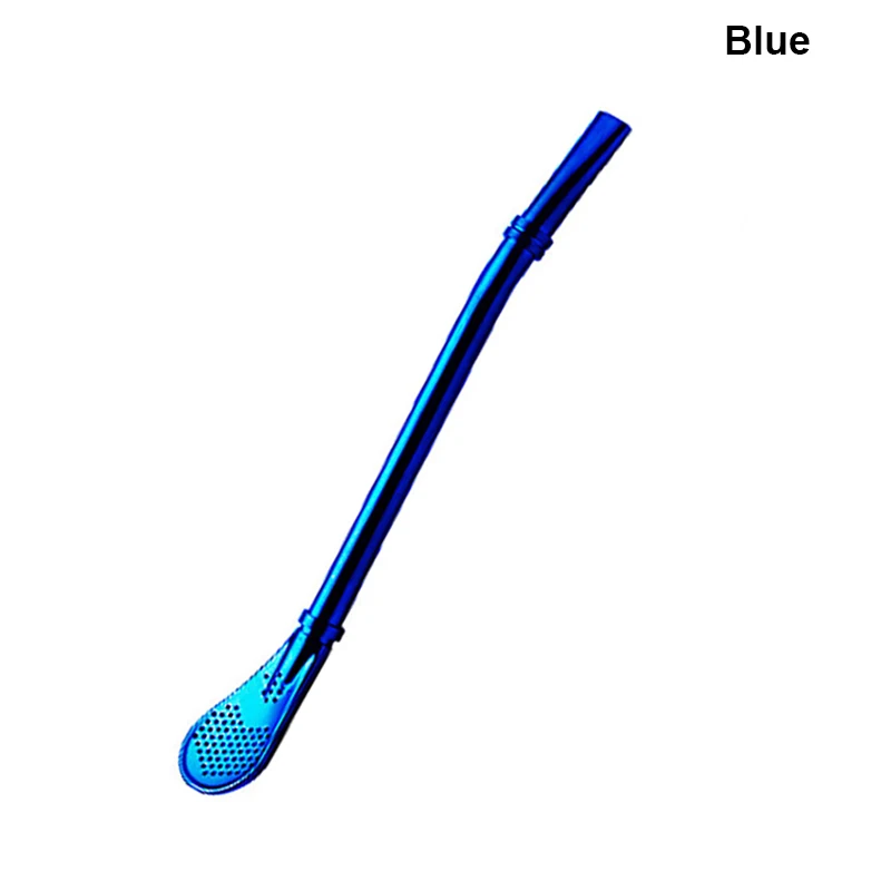 Blue BORREY 1 шт. соломинки для питья из нержавеющей стали, экологичный фильтр, соломинки для чая, кофе, фильтрующая ложка, коктейльные соломинки, вечерние столовые приборы - Цвет: Blue