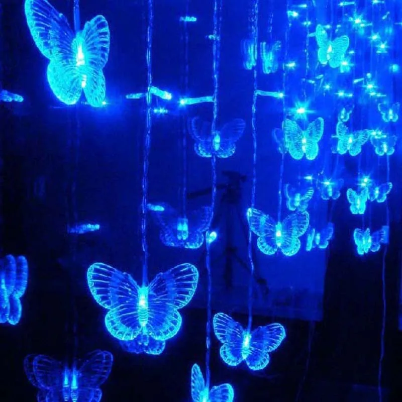 Чехол с изображением синей бабочки СВЕТОДИОДНЫЙ занавес Светящиеся Светодио...