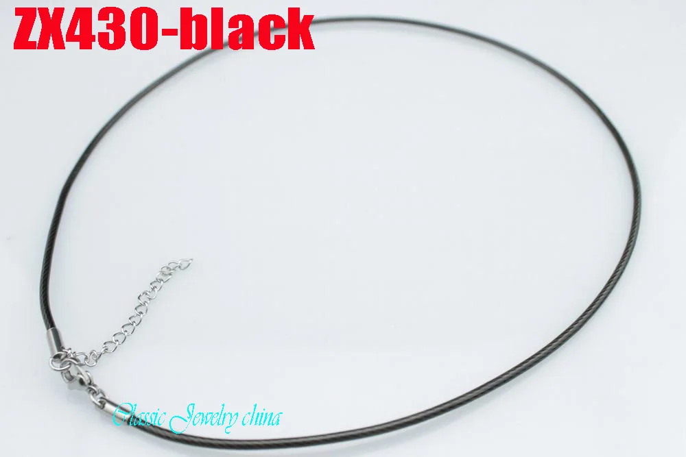 

2 мм черное ожерелье из нержавеющей стали воротник кабель крутящиеся цепи для женщин мужчин леди модные ювелирные изделия 20 шт ZX430-BLACK