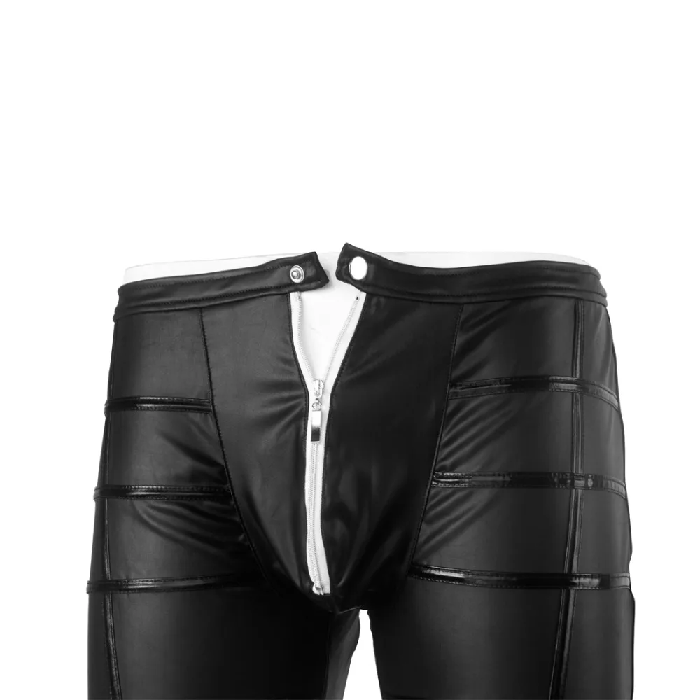 

Sexy Gay Fetish Black Faux Leather Pants Men's Long Trousers Men's Novelty Muscle Tights Latex Leggings Slim Tight Pants Wetlook