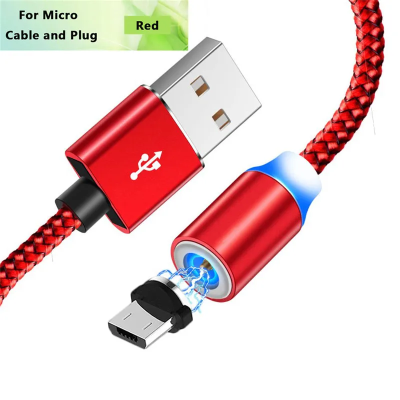 Магнитный кабель Micro USB type-C, Магнитный провод зарядного устройства для samsung S10 A10 M10 J3 J5 A8 A7 Motorola One LG G6 X power Realme 3 Pro - Цвет: Red Micro Cable
